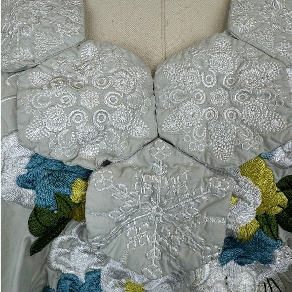 Johnny Was 3J Floral Embroidered Applique Sun Dress Halter Tie Neck Open Back S - Picture 5 of 13